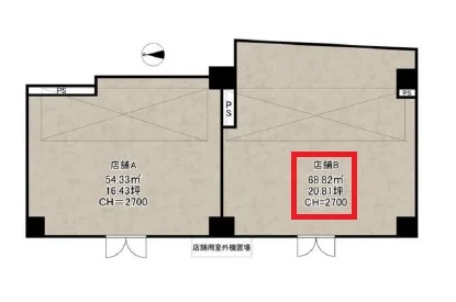 大島のスケルトン物件の平面図
