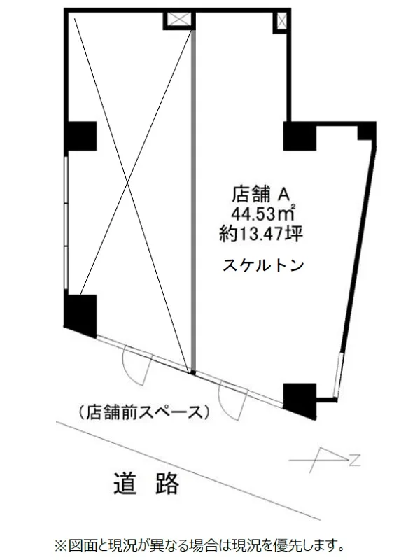 北千住のスケルトン物件の平面図