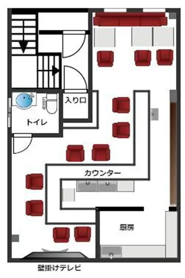 スナック・パブの居抜き物件の平面図
