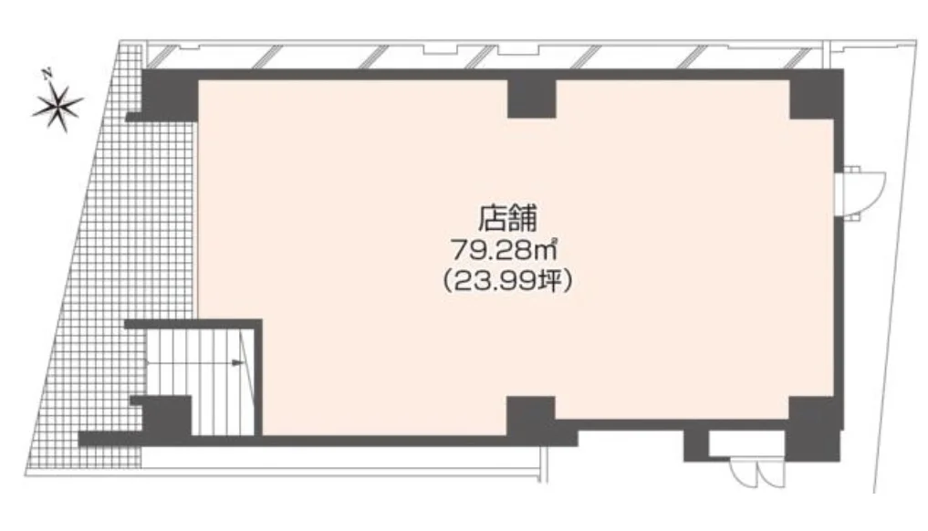 立川のスケルトン店舗物件の平面図