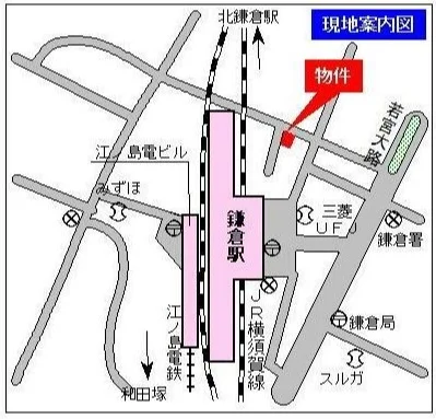 鎌倉のスケルトン店舗物件の地図