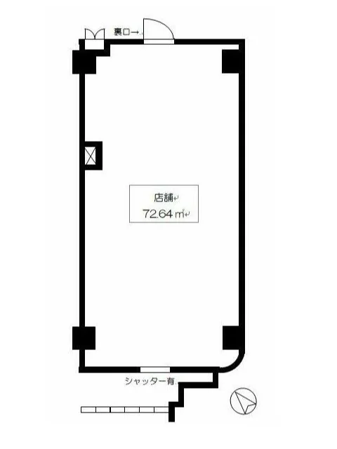 中川のスケルトン店舗物件の平面図