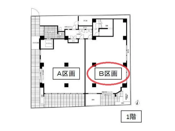 川越のスケルトン店舗物件の平面図