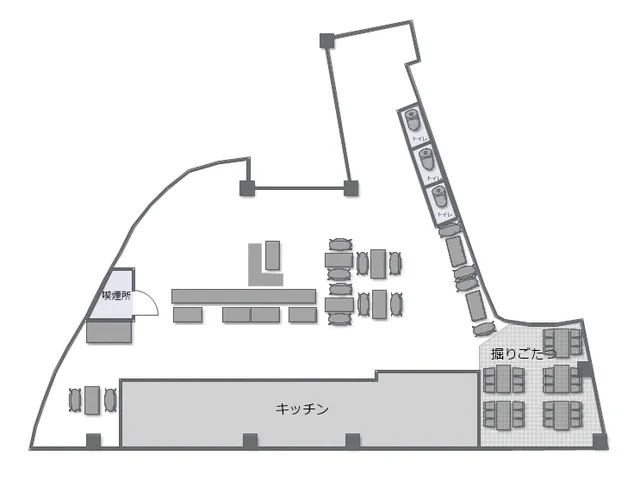 居酒屋の居抜き物件の平面図