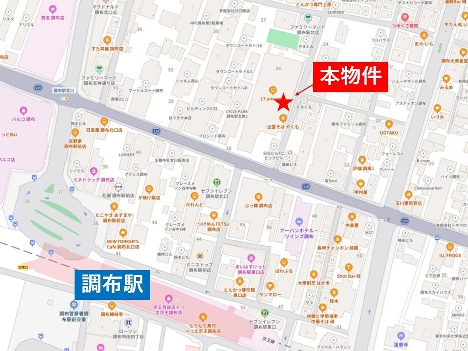 調布のスケルトン物件の地図