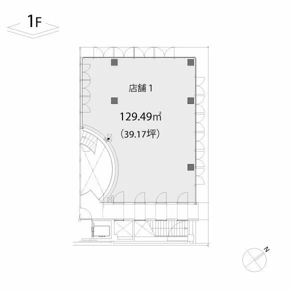 神保町のスケルトン店舗物件の平面図