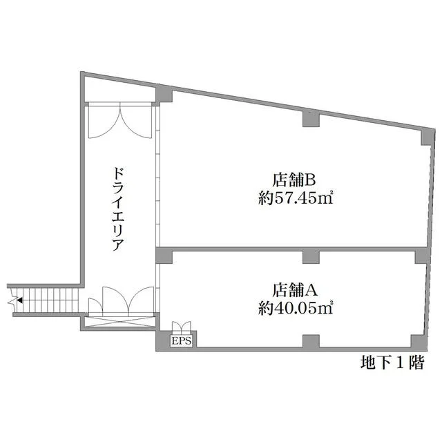 代官山のスケルトン店舗物件の平面図