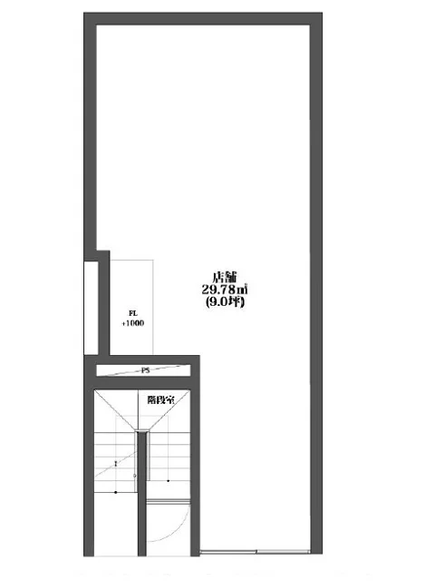 貸店舗(スケルトン)の平面図