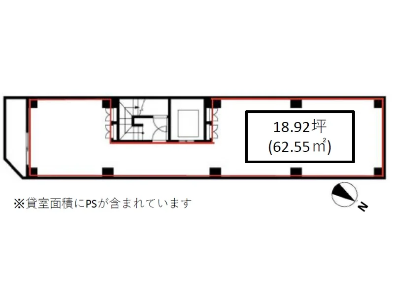 貸店舗(スケルトン)の平面図