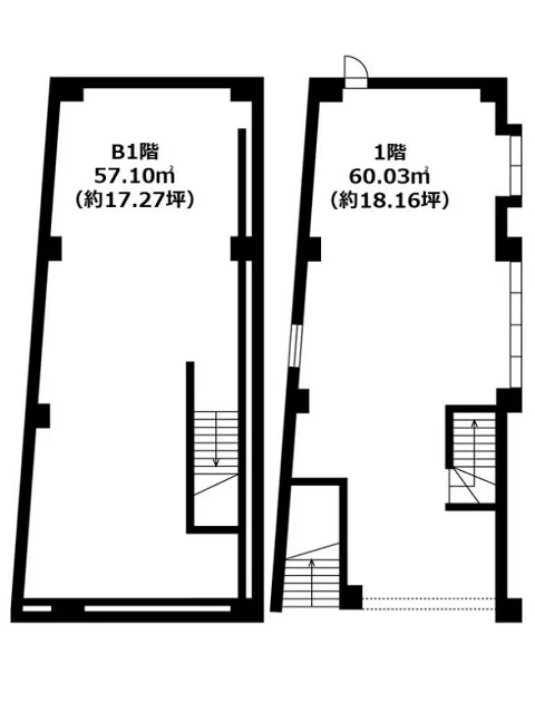 貸店舗(スケルトン)の平面図