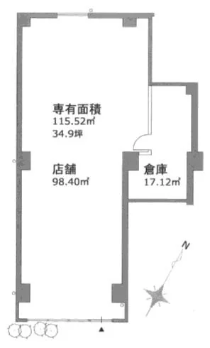 貸店舗(スケルトン)の平面図