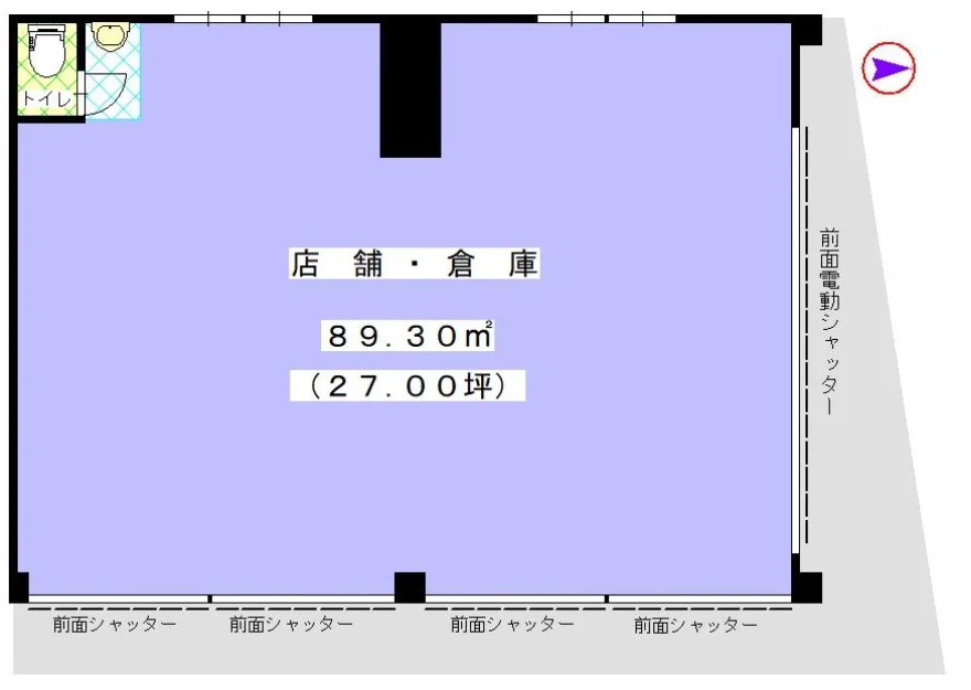 池袋のスケルトン店舗物件の平面図