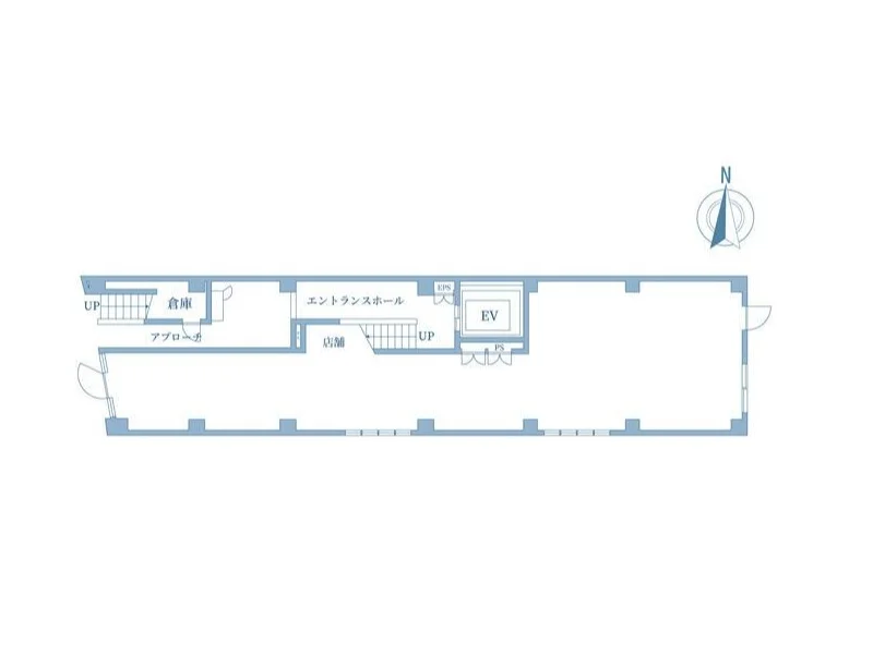 関内のスケルトン店舗物件の平面図