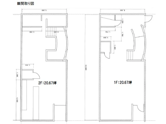 河辺の居抜き店舗の平面図