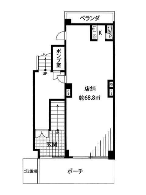 新所沢の事務所仕様店舗物件の平面図