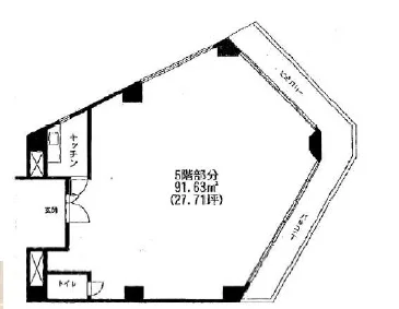門前仲町の事務所仕様物件の平面図