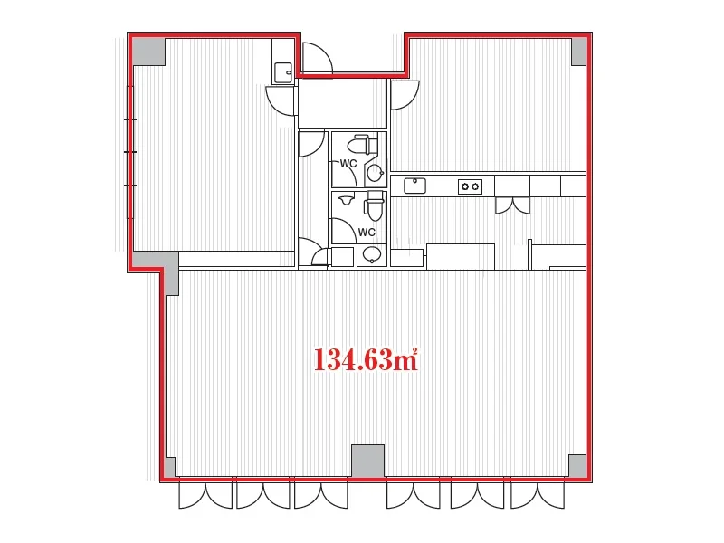 貸店舗(スケルトン)の平面図