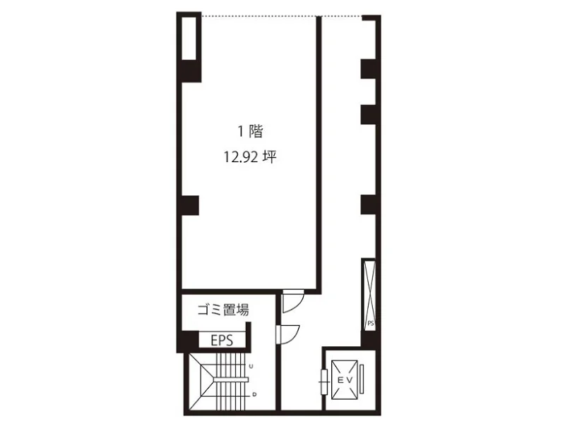 貸店舗(スケルトン)の平面図
