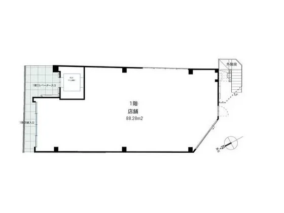 貸店舗(スケルトン)の平面図