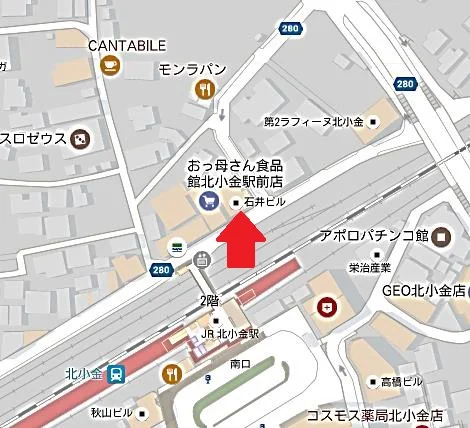 北小金のスケルトン店舗物件の地図