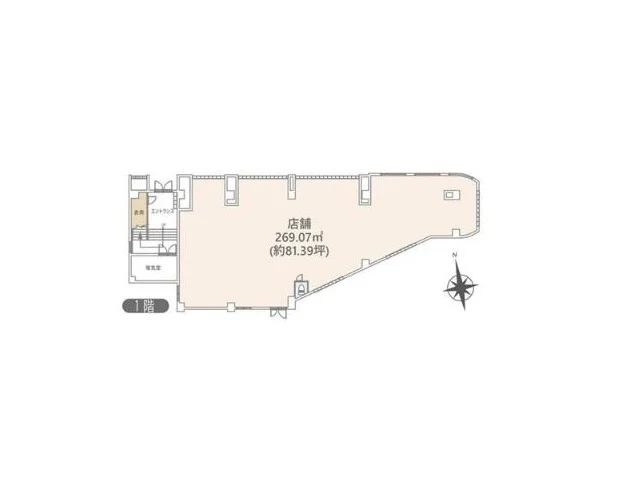 金町のスケルトン店舗物件の平面図
