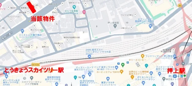 とうきょうスカイツリーのスケルトン物件の地図