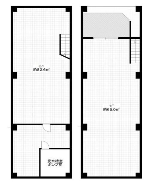 新井薬師前のスケルトン店舗物件の平面図
