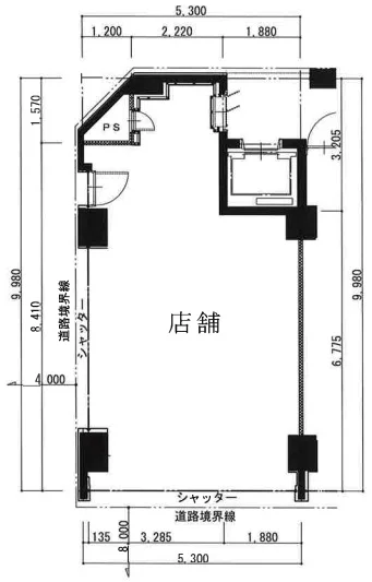 神田のスケルトン物件の平面図