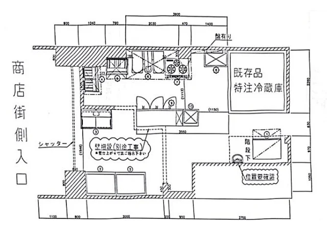 弘明寺のテイクアウト居抜きの平面図