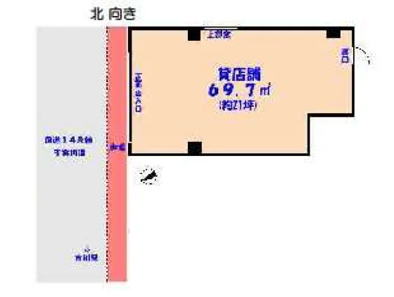 市川のスケルトン店舗物件の平面図