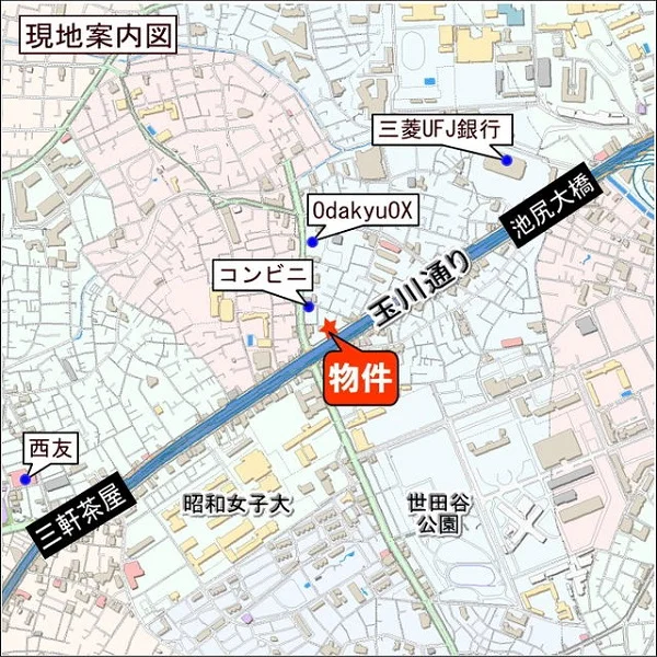 三軒茶屋の焼肉屋居抜きの地図