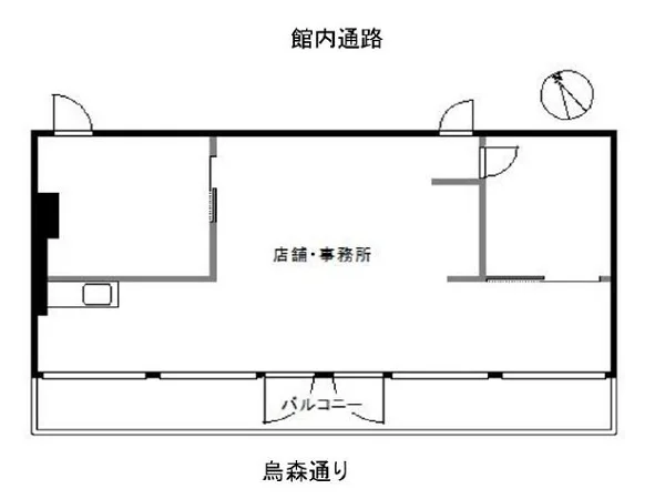新橋の事務所仕様店舗物件の平面図