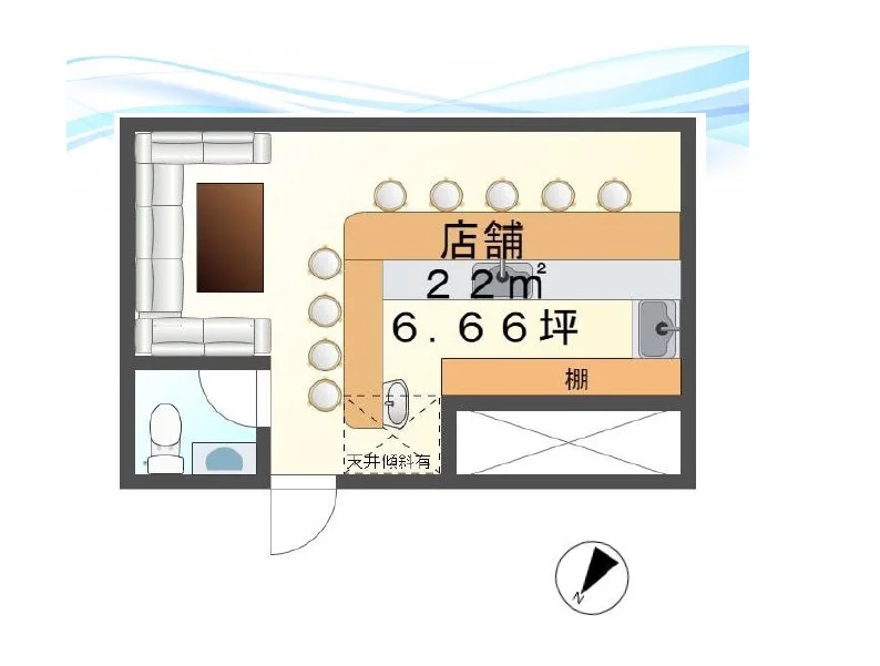 スナック・パブの居抜き物件の平面図