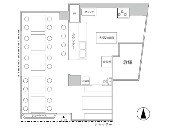 経堂の居酒屋居抜きの平面図