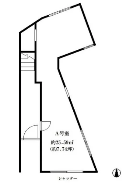 都立家政のスケルトン店舗物件の平面図
