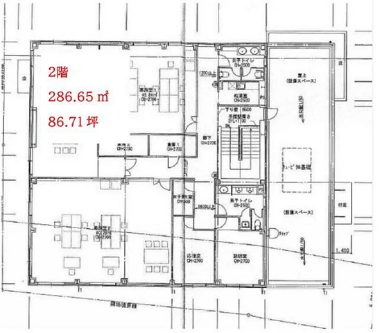 本鵠沼のスケルトン店舗物件の平面図