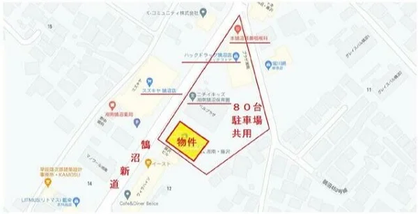 本鵠沼のスケルトン店舗物件の地図