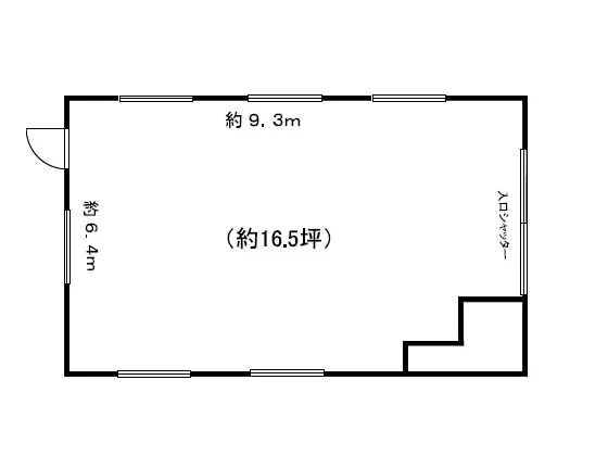 大師前のスケルトン店舗物件の平面図