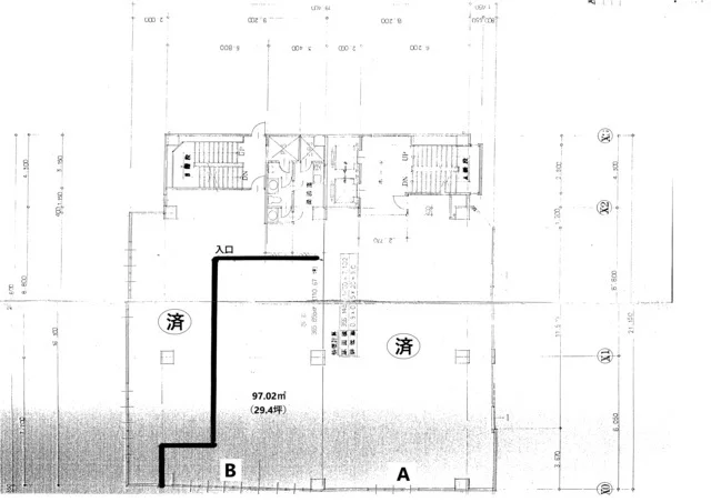 春日部のスケルトン店舗物件の平面図