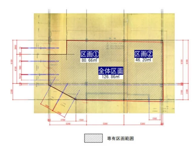 上大岡のスケルトン店舗物件の平面図