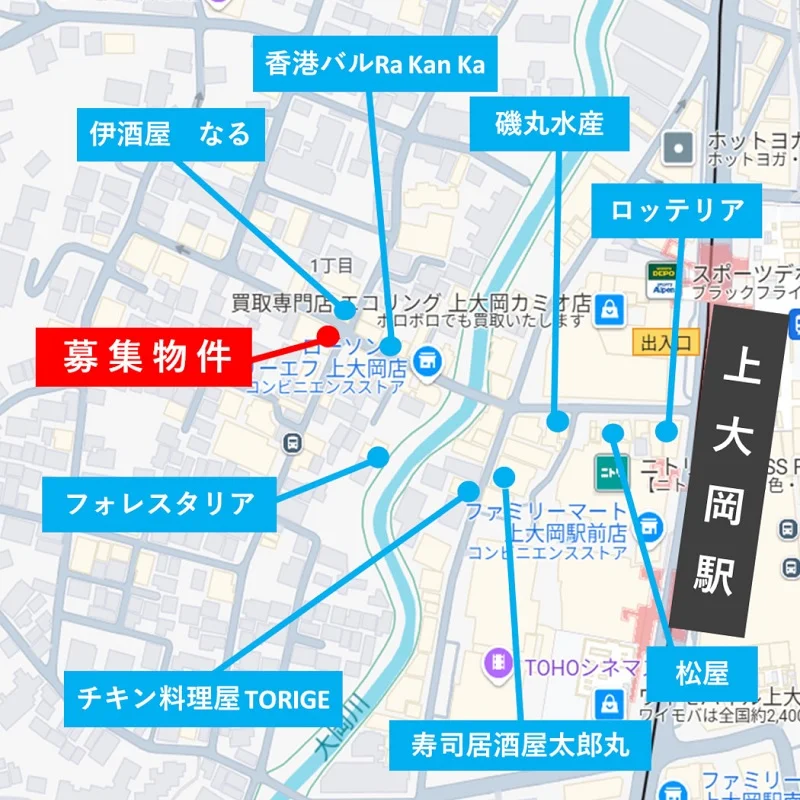 上大岡のスケルトン物件の地図