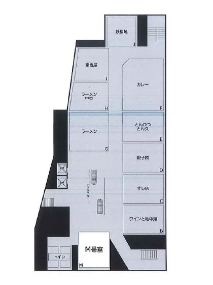 高田馬場のスケルトン店舗物件の平面図