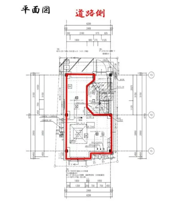 代々木八幡のスケルトン店舗物件の平面図