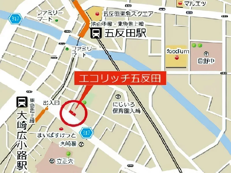 大崎広小路のスケルトン店舗物件の周辺