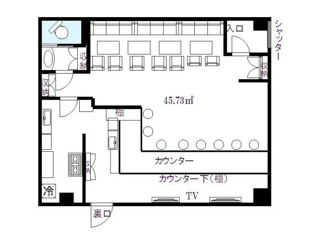 神奈川新町のスナック・パブ居抜きの平面図