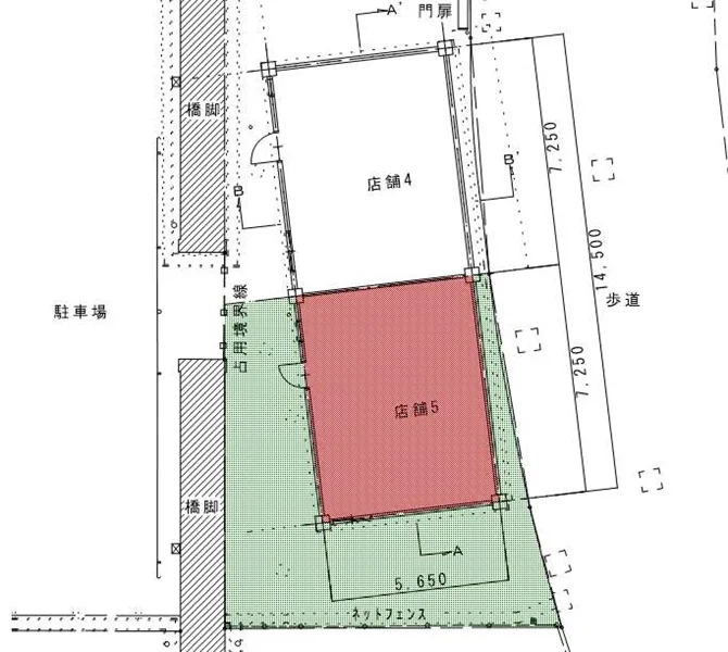 貸店舗(スケルトン)の平面図