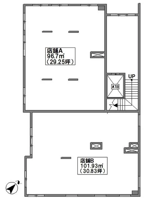 貸店舗(スケルトン)の平面図
