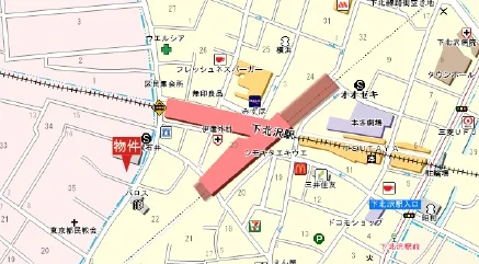 下北沢のスケルトン物件の地図