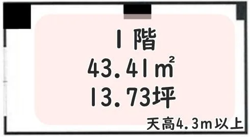 新宿御苑前のスケルトン店舗物件の平面図