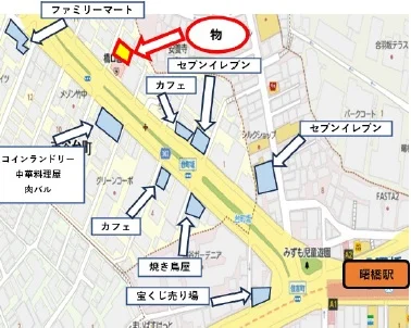 曙橋のスケルトン店舗物件の地図